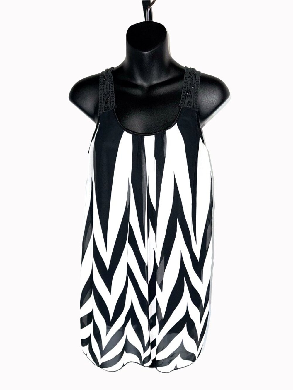 Via Vai Black & White Striped Blouse Size Oversized Large